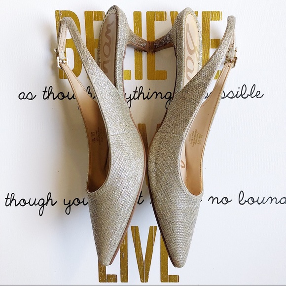 SAM EDELMAN Ludlow Glitter Mesh Slingback Pumps - Picture 2 of 5